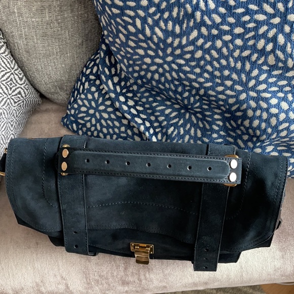 Proenza Schouler PS1 Medium Navy Suede Gold HW - Picture 6 of 16